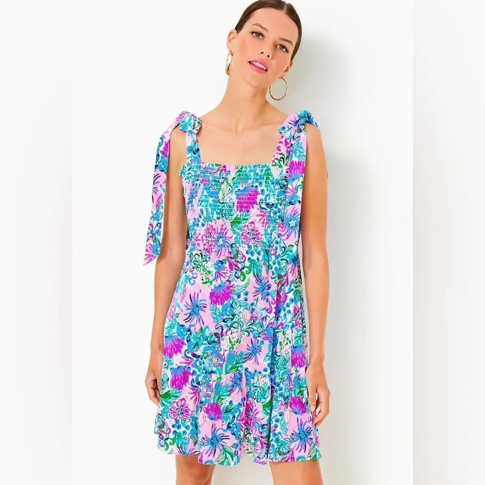 Lilly Pulitzer KAILUA SMOCKED DRESS MANDEVILLA BABY PARADISE PETALS